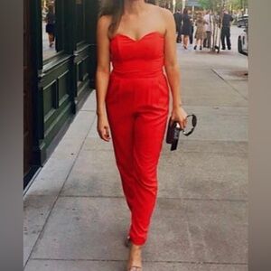 H&M Strapless Red Jumpsuit
